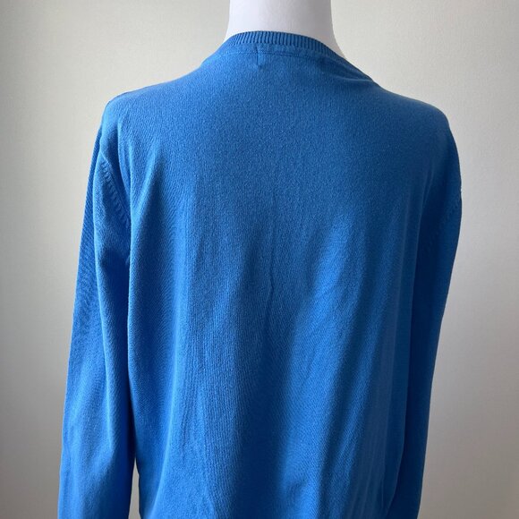 🪻TRADITION Sz L Bright Blue Cardigan Sweater Button Down*80% Cotton - Picture 2 of 9